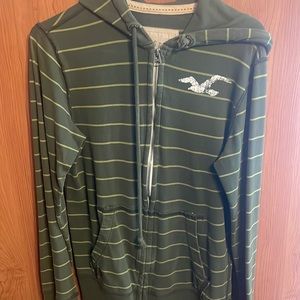 Hollister Zip Up Hoodie Army Green Size S